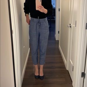 Blue Linen High Waisted Pants